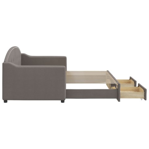 Sofa rozsuwana z szufladami, taupe, 80x200 cm, tkanina