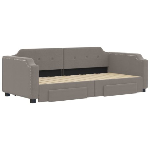 Sofa rozsuwana z szufladami, taupe, 80x200 cm, tkanina