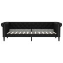Sofa z materacem, czarna, 90x200 cm, sztuczna skóra