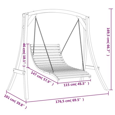 Huśtawka, lite drewno świerkowe w kolorze teku