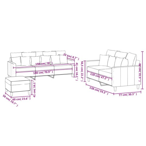 3-częściowy komplet wypoczynkowy, obity aksamitem, kremowa