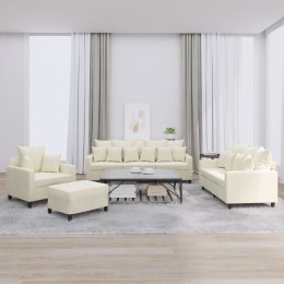 4-cz. komplet wypoczynkowy z poduszkami, kremowy, aksamit