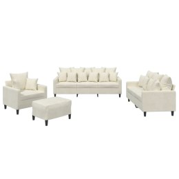 4-cz. komplet wypoczynkowy z poduszkami, kremowy, aksamit