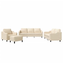 4-częściowy komplet wypoczynkowy, obity tkaniną, kremowa