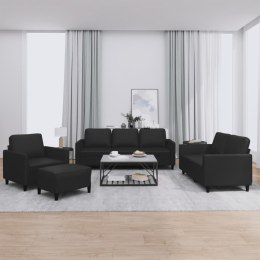 4-osobowa sofa z poduszkami, czarna, sztuczna skóra