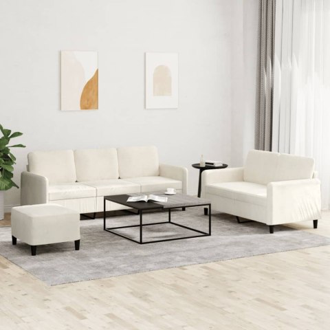 3-cz. komplet wypoczynkowy, kremowy, obity aksamitem