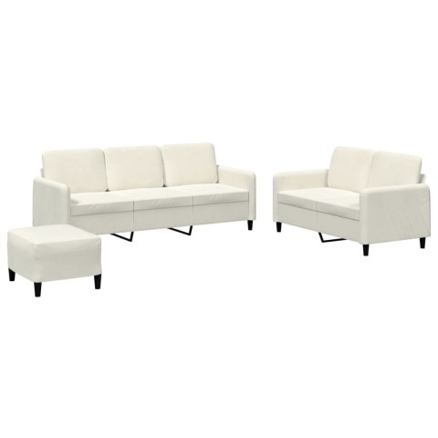 3-cz. komplet wypoczynkowy, kremowy, obity aksamitem