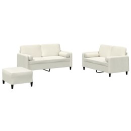 3-cz. komplet wypoczynkowy z poduszkami, kremowy, aksamit