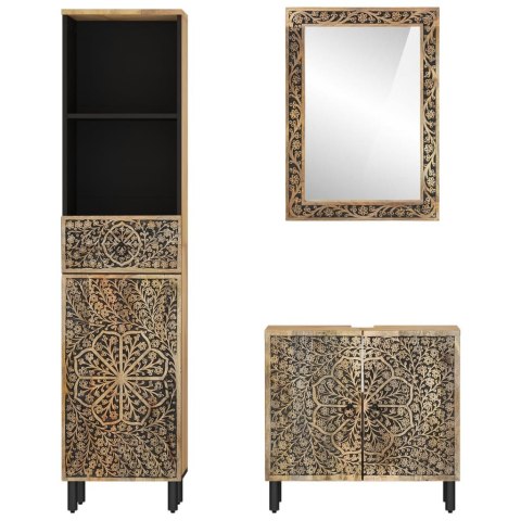 3-cz. zestaw mebli łazienkowych, lite drewno mango