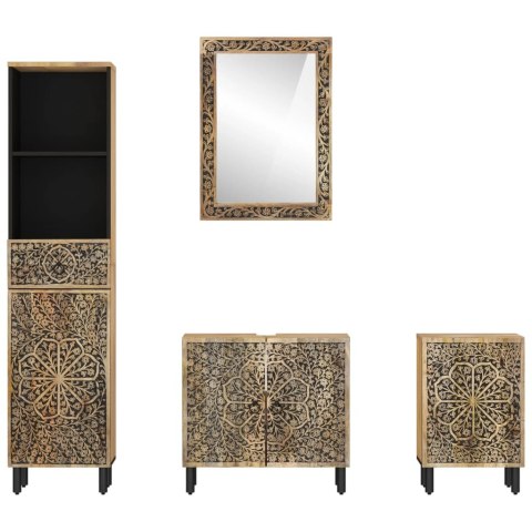 4-cz. zestaw mebli łazienkowych, lite drewno mango