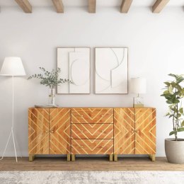 Komody, 3 szt., brązowo-czarne, 60x33,5x75 cm, drewno mango