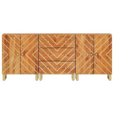 Komody, 3 szt., brązowo-czarne, 60x33,5x75 cm, drewno mango