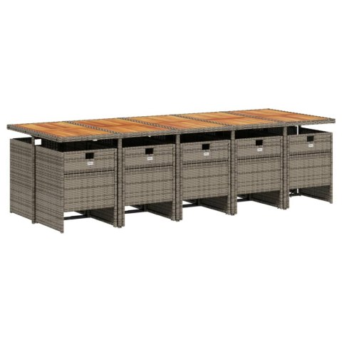 11-cz. zestaw mebli do ogrodu, z poduszkami, szary rattan PE