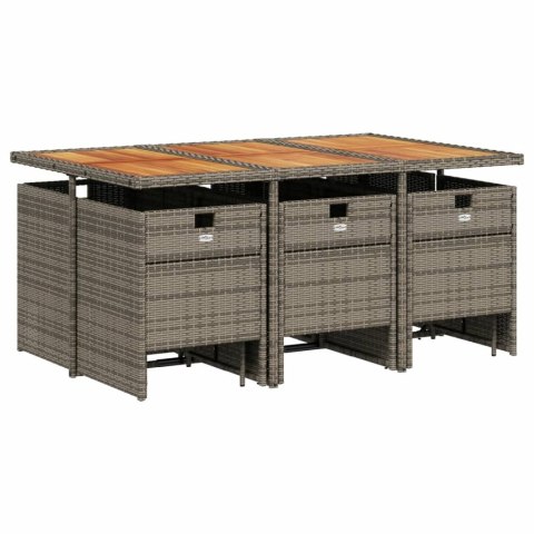 11-cz. zestaw mebli do ogrodu, z poduszkami, szary rattan PE