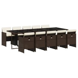 11-cz. zestaw mebli ogrodowych, poduszki, brązowy, rattan PE