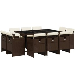 11-cz. zestaw mebli ogrodowych, poduszki, brązowy, rattan PE