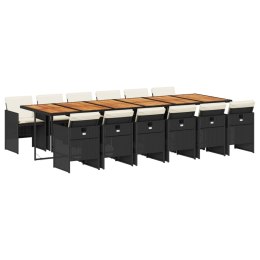 13-cz. zestaw mebli do ogrodu, poduszki, czarny, rattan PE