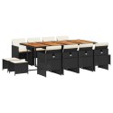 13-cz. zestaw mebli do ogrodu, poduszki, czarny, rattan PE