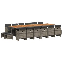 17-cz. zestaw mebli ogrodowych z poduszkami, szary, rattan PE