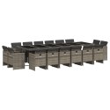 17-cz. zestaw mebli ogrodowych z poduszkami, szary, rattan PE