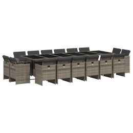 17-cz. zestaw mebli ogrodowych z poduszkami, szary, rattan PE