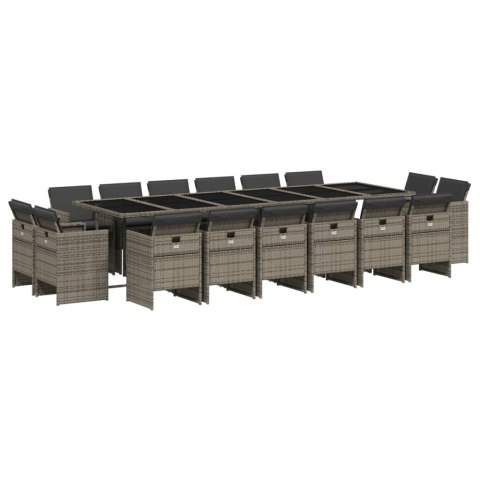 17-cz. zestaw mebli ogrodowych z poduszkami, szary, rattan PE