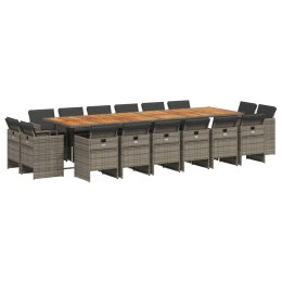 17-cz. zestaw mebli ogrodowych z poduszkami, szary, rattan PE