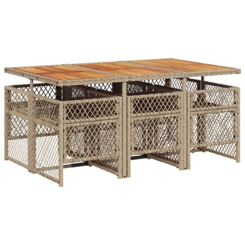 7-cz. zestaw mebli ogrodowych z poduszkami, beżowy, polirattan