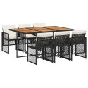 7-cz. zestaw mebli ogrodowych z poduszkami, czarny, polirattan