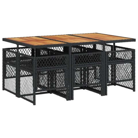 7-cz. zestaw mebli ogrodowych z poduszkami, czarny, polirattan