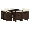 9-cz. zestaw mebli ogrodowych z poduszkami, brązowy, rattan PE