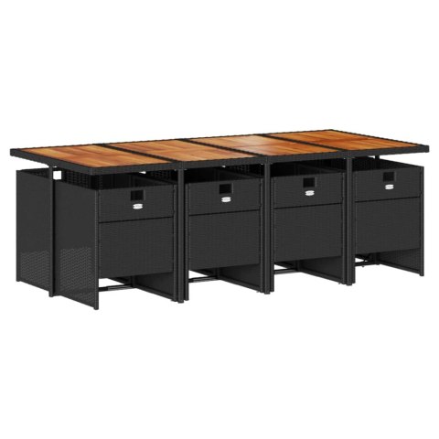 9-cz. zestaw mebli ogrodowych z poduszkami, czarny, rattan PE