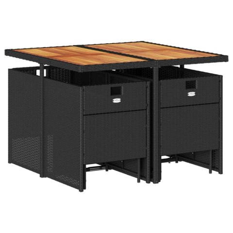 9-cz. zestaw mebli ogrodowych z poduszkami, czarny, rattan PE