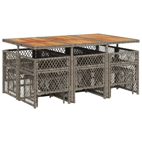 11-cz. zestaw mebli do ogrodu, z poduszkami, szary rattan PE