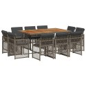 11-cz. zestaw mebli do ogrodu, z poduszkami, szary rattan PE