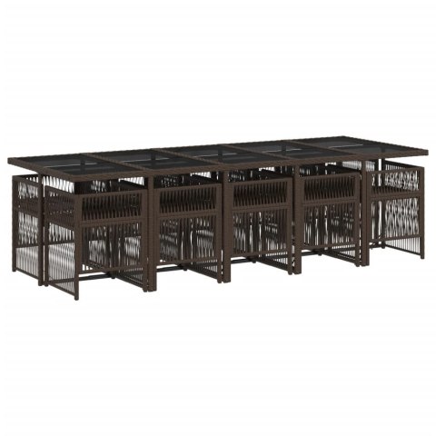 11-cz. zestaw mebli ogrodowych, poduszki, brązowy, rattan PE