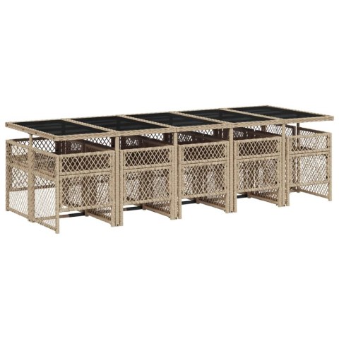 11-cz. zestaw mebli ogrodowych z poduszkami, beżowy, polirattan