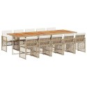 11-cz. zestaw mebli ogrodowych z poduszkami, beżowy, polirattan