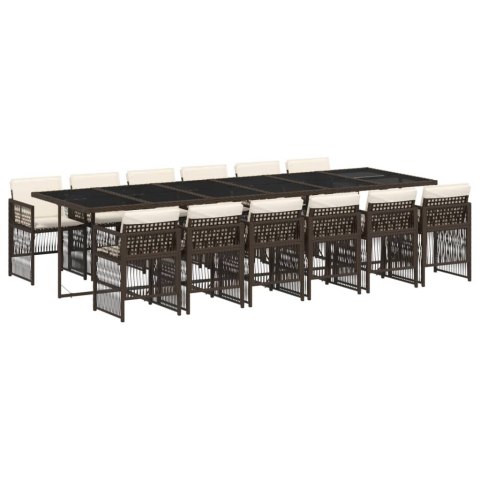 13-cz. zestaw mebli do ogrodu, poduszki, brązowy, rattan PE