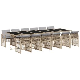 13-cz. zestaw mebli ogrodowych z poduszkami, beżowy, polirattan
