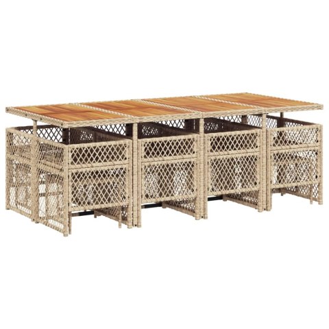 13-cz. zestaw mebli ogrodowych z poduszkami, beżowy, polirattan