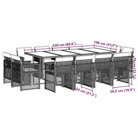 13-cz. zestaw mebli ogrodowych z poduszkami, jasnoszary
