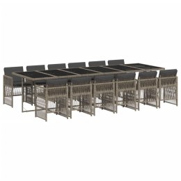 13-cz. zestaw mebli ogrodowych z poduszkami, szary rattan PE