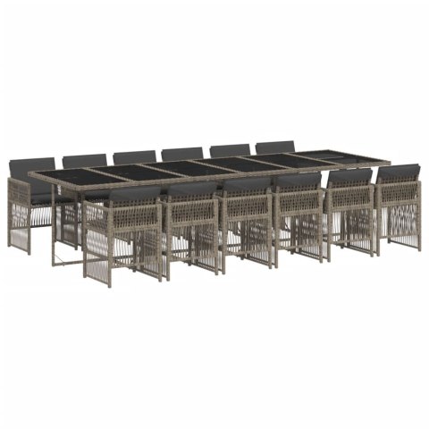 13-cz. zestaw mebli ogrodowych z poduszkami, szary rattan PE
