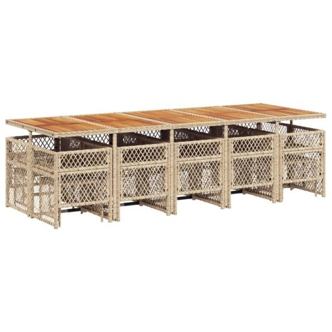 15-cz. zestaw mebli ogrodowych z poduszkami, beżowy, rattan PE