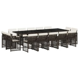 15-cz. zestaw mebli ogrodowych z poduszkami, brązowy, rattan PE