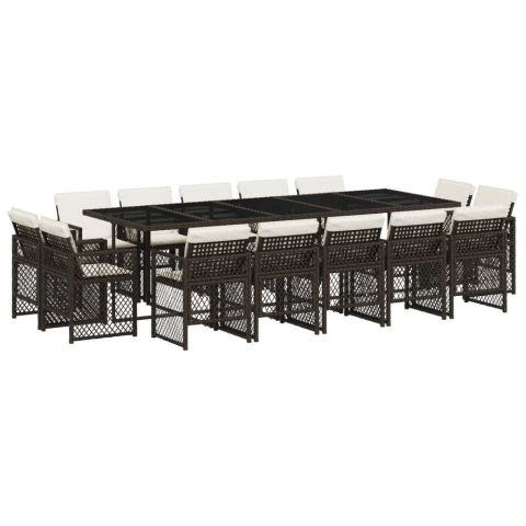 15-cz. zestaw mebli ogrodowych z poduszkami, brązowy, rattan PE