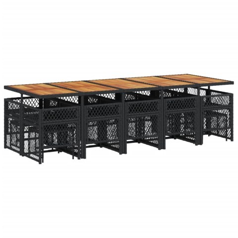 15-cz. zestaw mebli ogrodowych z poduszkami, czarny, rattan PE