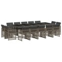 15-cz. zestaw mebli ogrodowych z poduszkami, szary, rattan PE