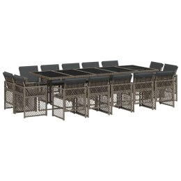 15-cz. zestaw mebli ogrodowych z poduszkami, szary, rattan PE